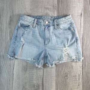 Universal Thread WMN 2/26 Blue Light Wash Denim High Rise Shortie Shorts Cut off